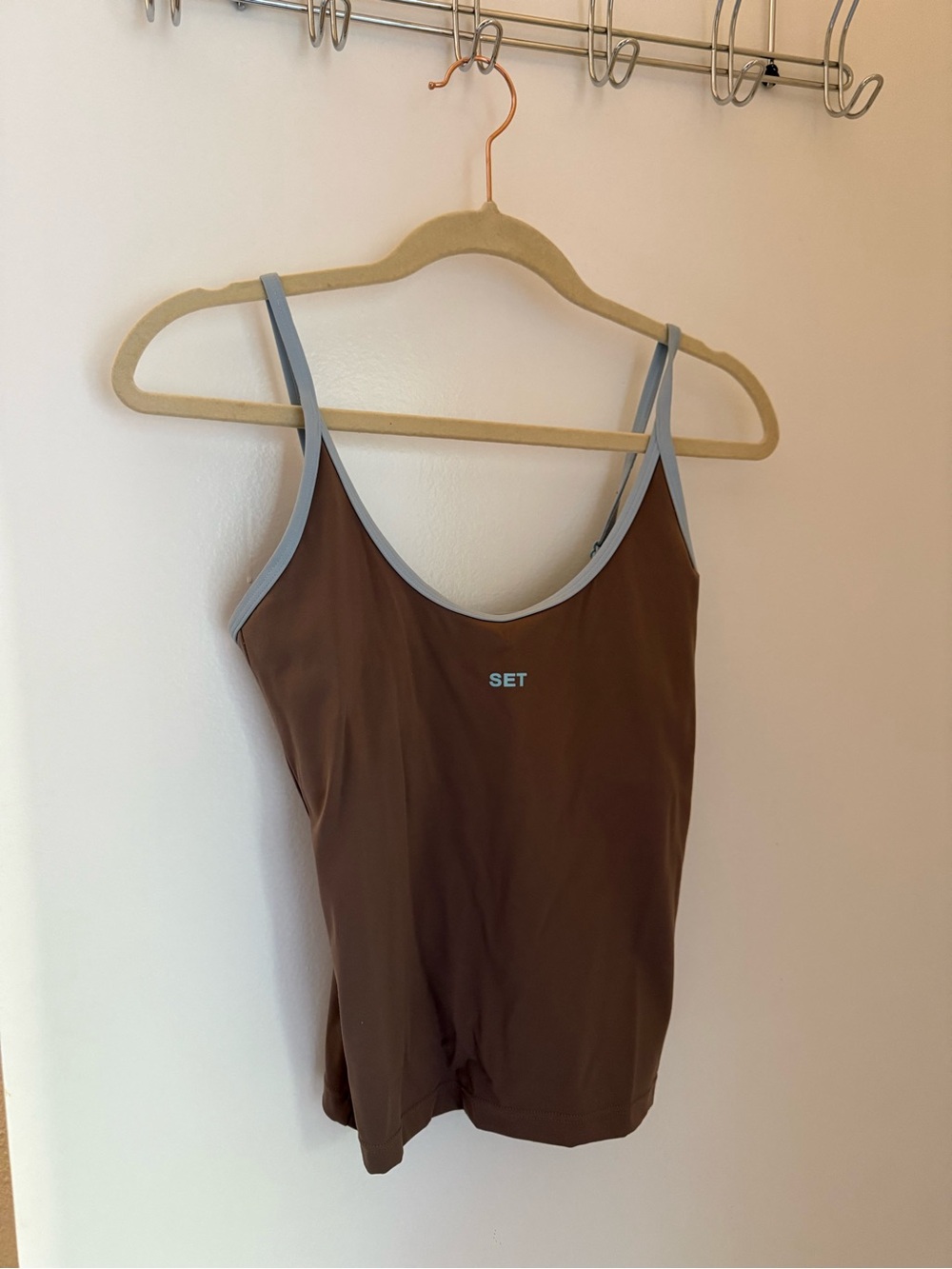 SET Active Brown Tank Top with Gray Trim